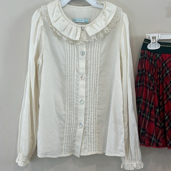 Abel & Lula Girls Matching Set Skirt White Long Sleeveless Top. Pleaded Skirt - Picture 2 of 11